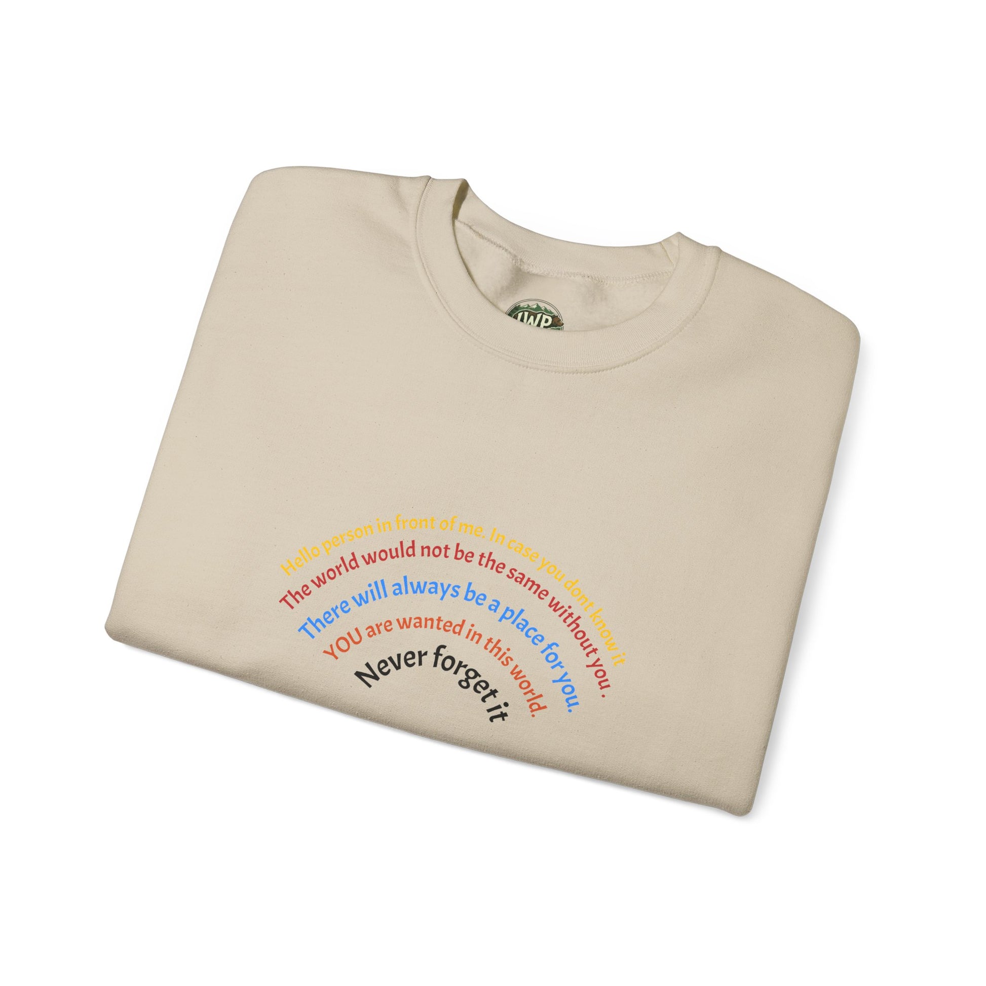 Affirmation Crewneck Sweatshirt — Hello Person Infront of me - InspireWithPurpose