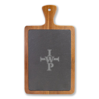 Engravable Acacia & Slate Cheese Board Set with Knives - InspireWithPurpose