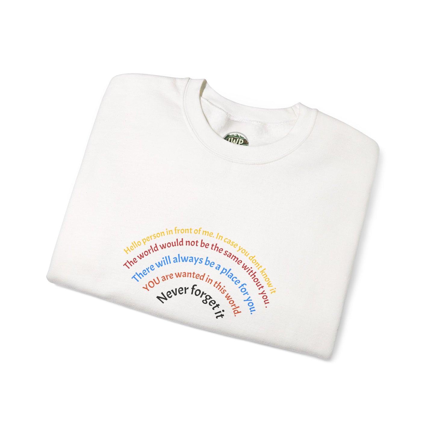 Affirmation Crewneck Sweatshirt — Hello Person Infront of me - InspireWithPurpose