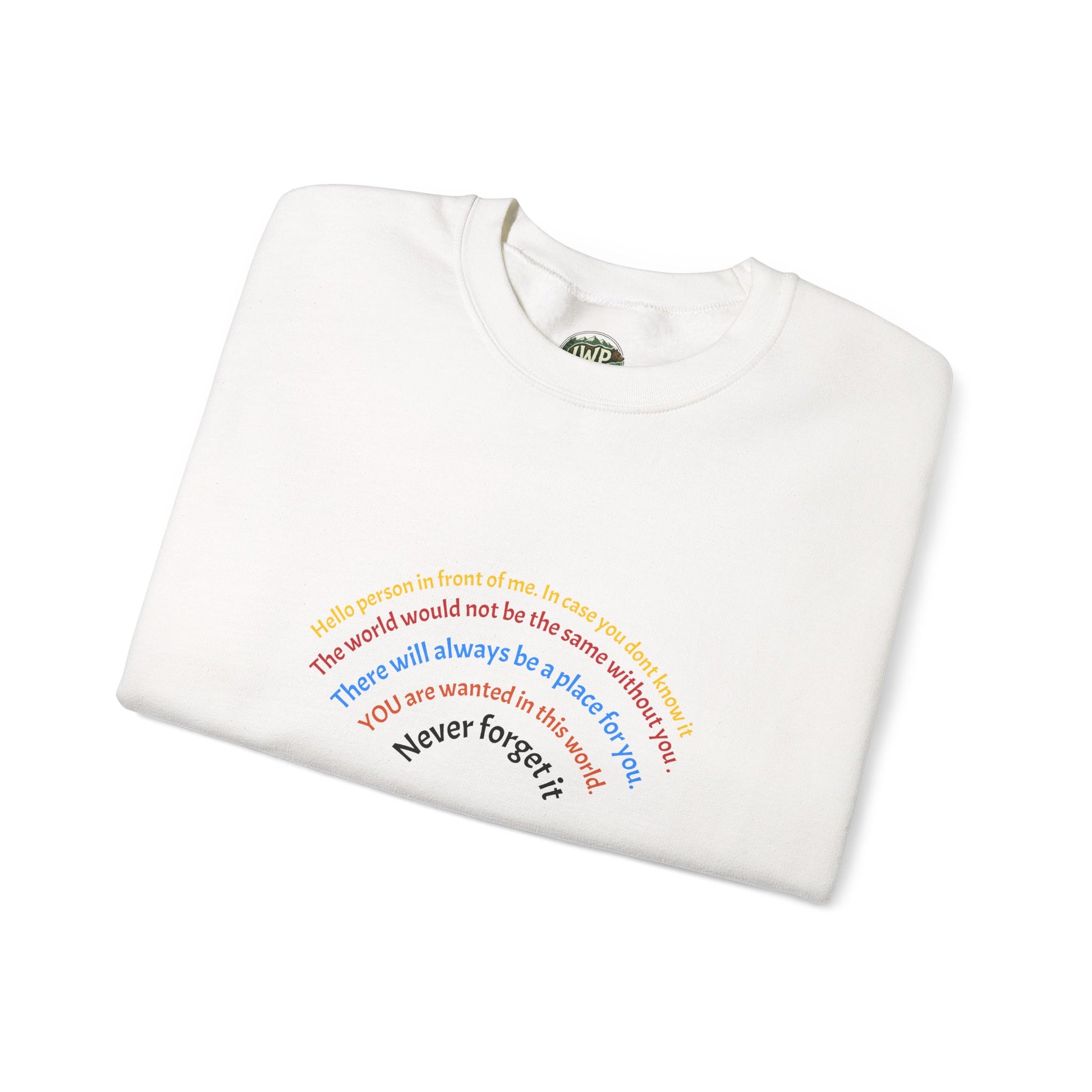 Affirmation Crewneck Sweatshirt — Hello Person Infront of me - InspireWithPurpose