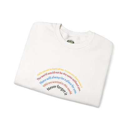 Affirmation Crewneck Sweatshirt — Hello Person Infront of me - InspireWithPurpose