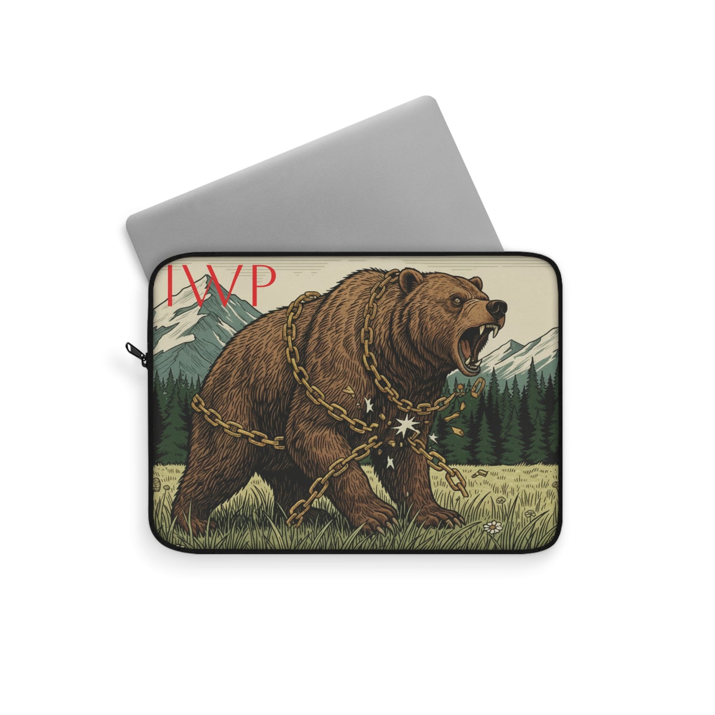 Motivation Laptop Sleeve — Roaring Bear Vintage Mountain Wildlife Design - InspireWithPurpose