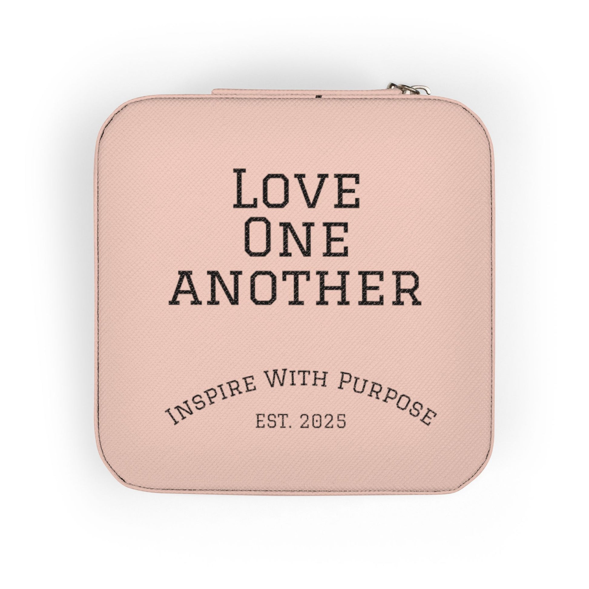 Love One Another Jewelry Travel Case — Compact Pink Ring & Earring Organizer - InspireWithPurpose