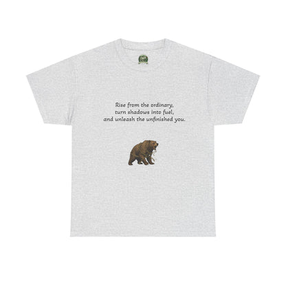 T-Shirt — Minimal Inspirational Quote Tee (“Near from the ordinary, seen shadows into fuel, and around the emboldened you.”) - InspireWithPurpose