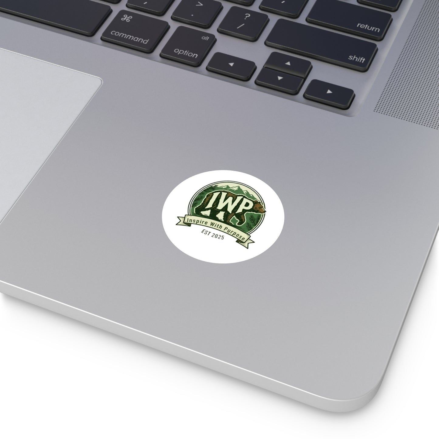 IWP Bear Round Sticker — "Inspire With Purpose" Outdoor/Indoor Durable Sticker - InspireWithPurpose