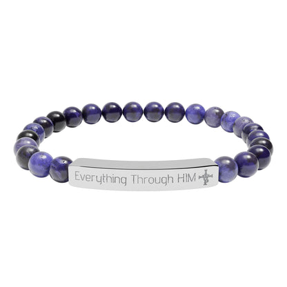 Engraved Natural Stone Bead Bracelet — Inspirational Bar Bracelet ("Praying Through It") - InspireWithPurpose