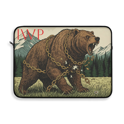 Motivation Laptop Sleeve — Roaring Bear Vintage Mountain Wildlife Design - InspireWithPurpose
