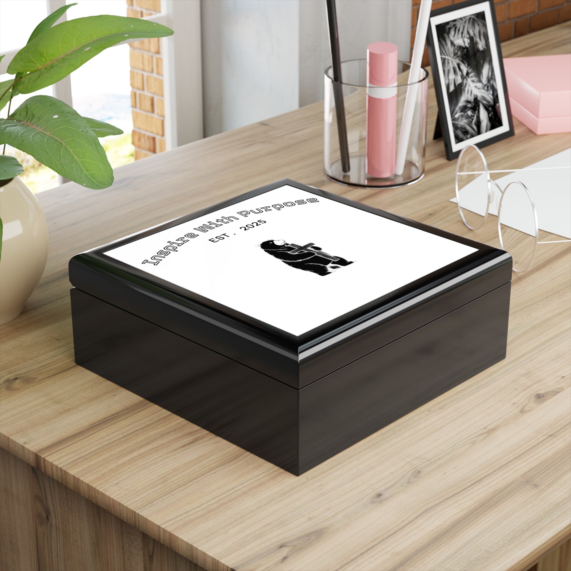 Personalized Glossy Jewelry Box with Felt Lining & 90° Hinges - InspireWithPurpose