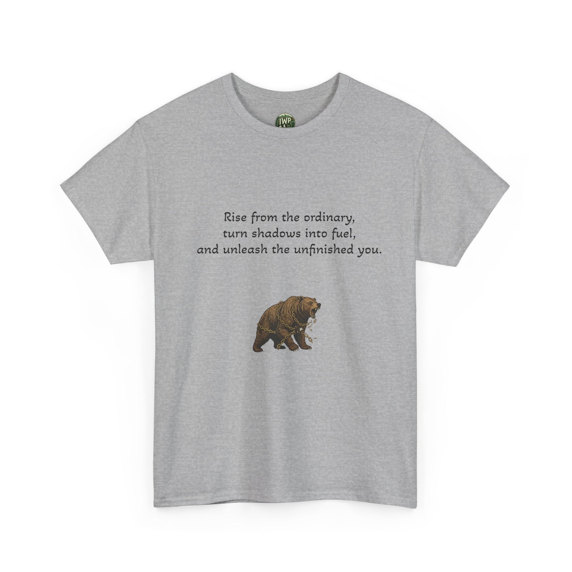 T-Shirt — Minimal Inspirational Quote Tee (“Near from the ordinary, seen shadows into fuel, and around the emboldened you.”) - InspireWithPurpose