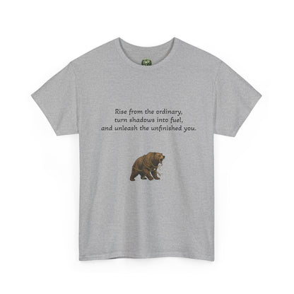 T-Shirt — Minimal Inspirational Quote Tee (“Near from the ordinary, seen shadows into fuel, and around the emboldened you.”) - InspireWithPurpose