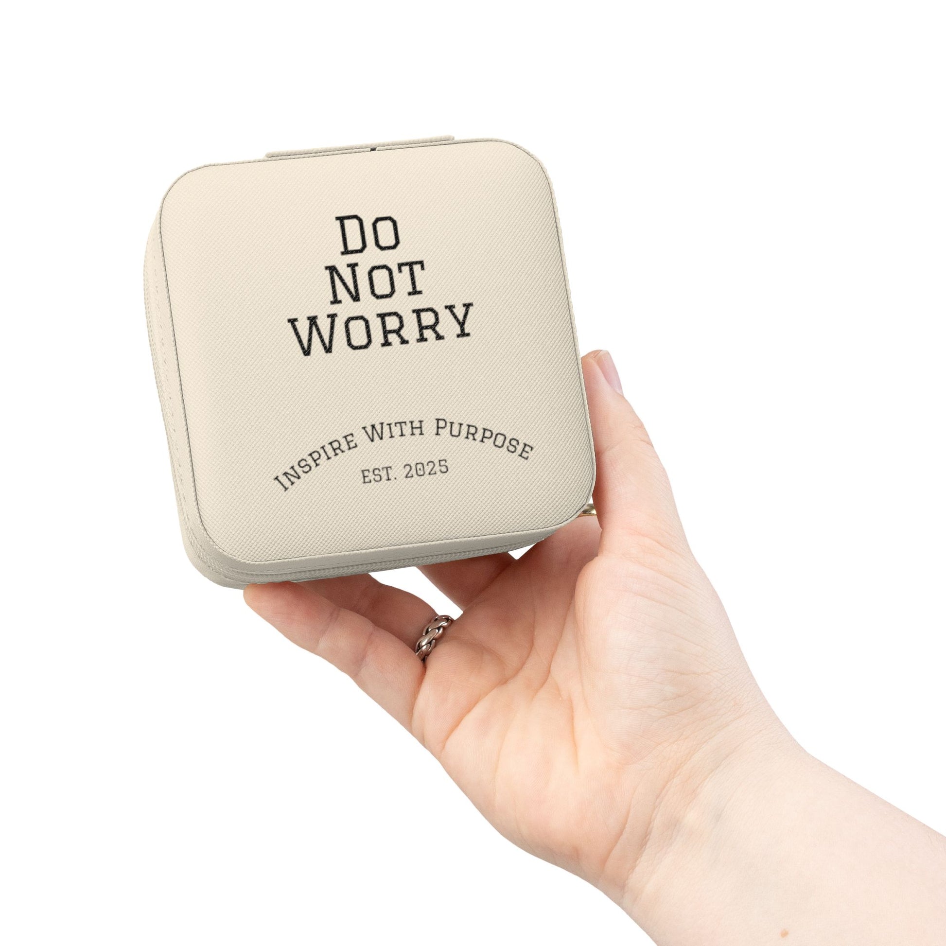 Do Not Worry Jewelry Travel Case — Compact Pink Ring & Earring Organizer - InspireWithPurpose