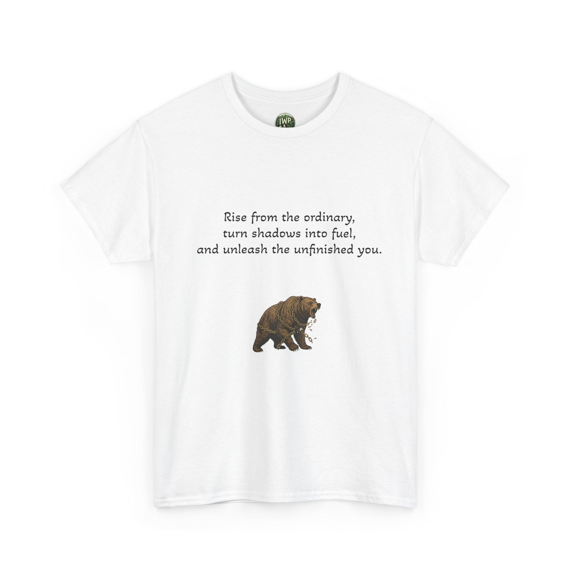 T-Shirt — Minimal Inspirational Quote Tee (“Near from the ordinary, seen shadows into fuel, and around the emboldened you.”) - InspireWithPurpose