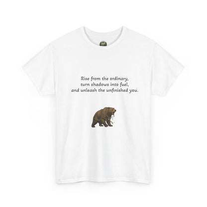 T-Shirt — Minimal Inspirational Quote Tee (“Near from the ordinary, seen shadows into fuel, and around the emboldened you.”) - InspireWithPurpose