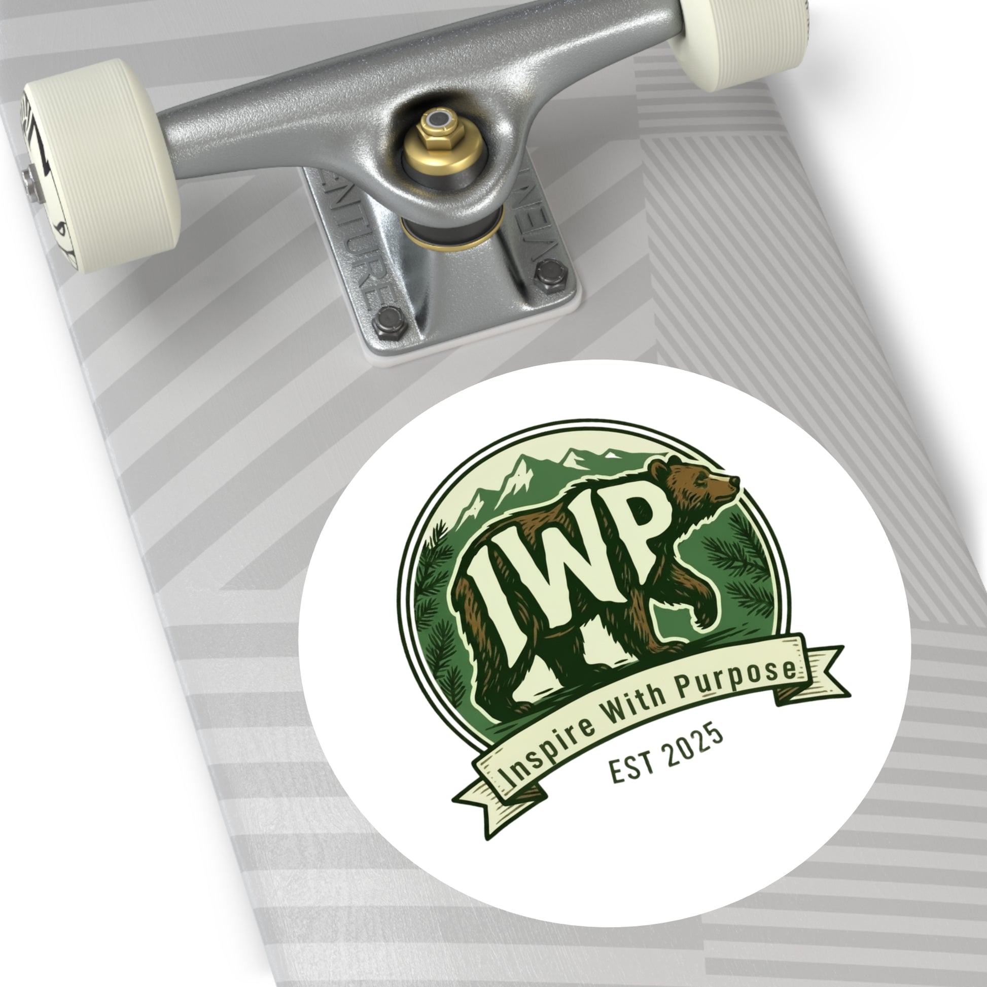 IWP Bear Round Sticker — "Inspire With Purpose" Outdoor/Indoor Durable Sticker - InspireWithPurpose