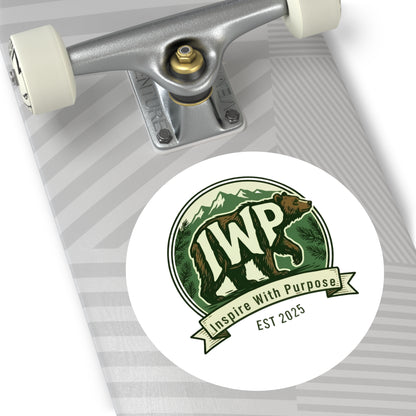 IWP Bear Round Sticker — "Inspire With Purpose" Outdoor/Indoor Durable Sticker - InspireWithPurpose