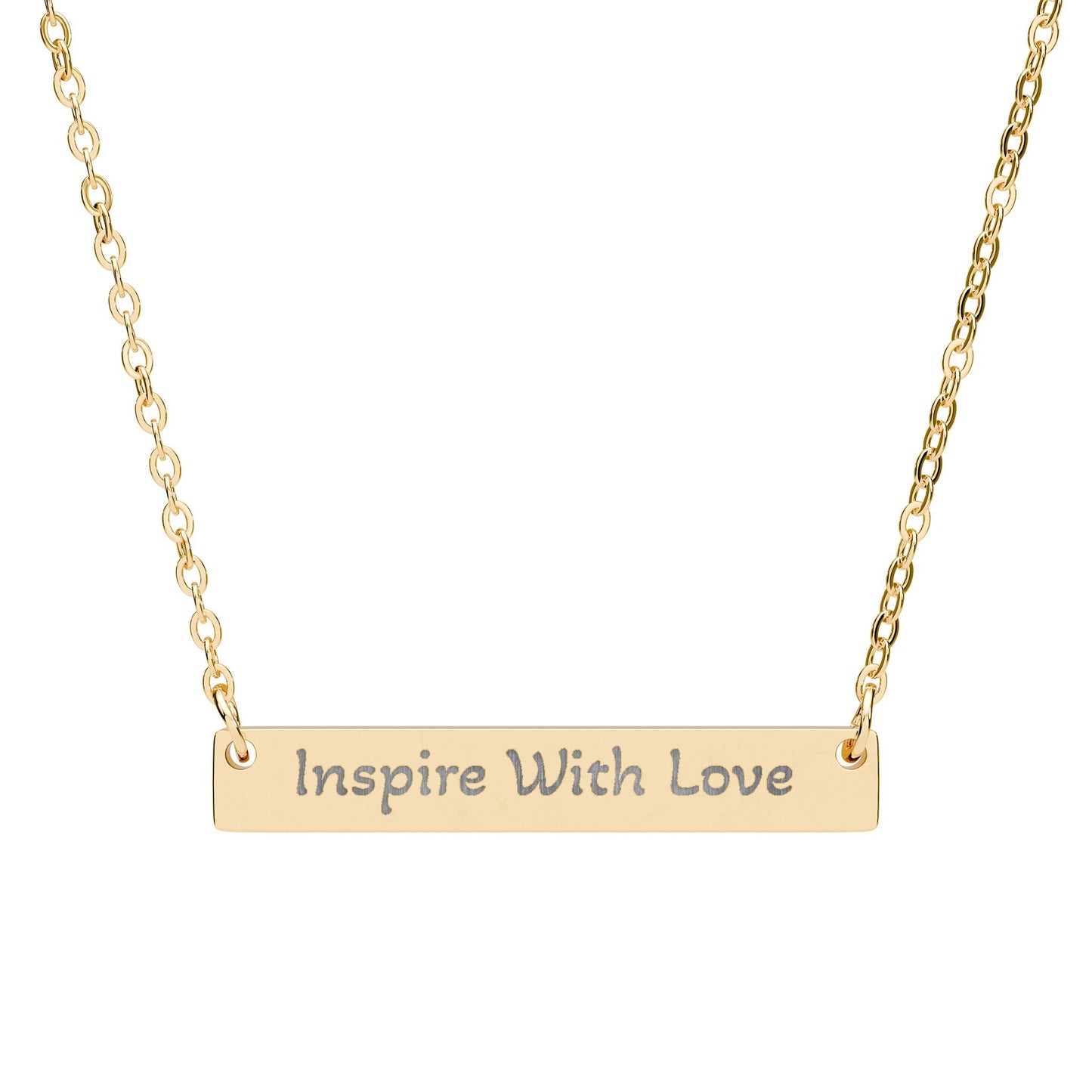 Engravable Horizontal Bar Necklace — "Inspire With Love" Personalized Pendant - InspireWithPurpose