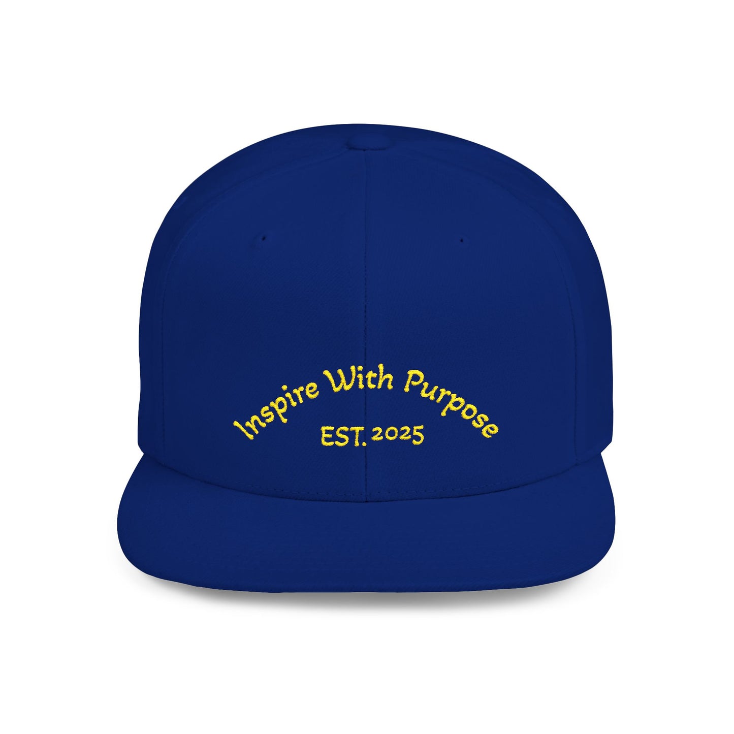 Flat Bill Snapback Hat — "Inspire With Purpose" Embroidered White Baseball Cap - InspireWithPurpose