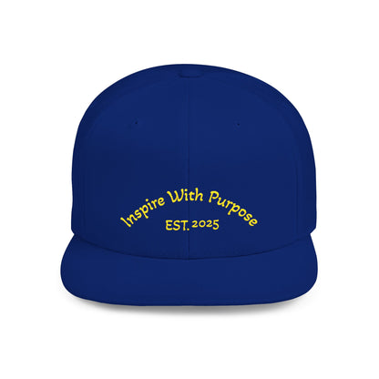 Flat Bill Snapback Hat — "Inspire With Purpose" Embroidered White Baseball Cap - InspireWithPurpose