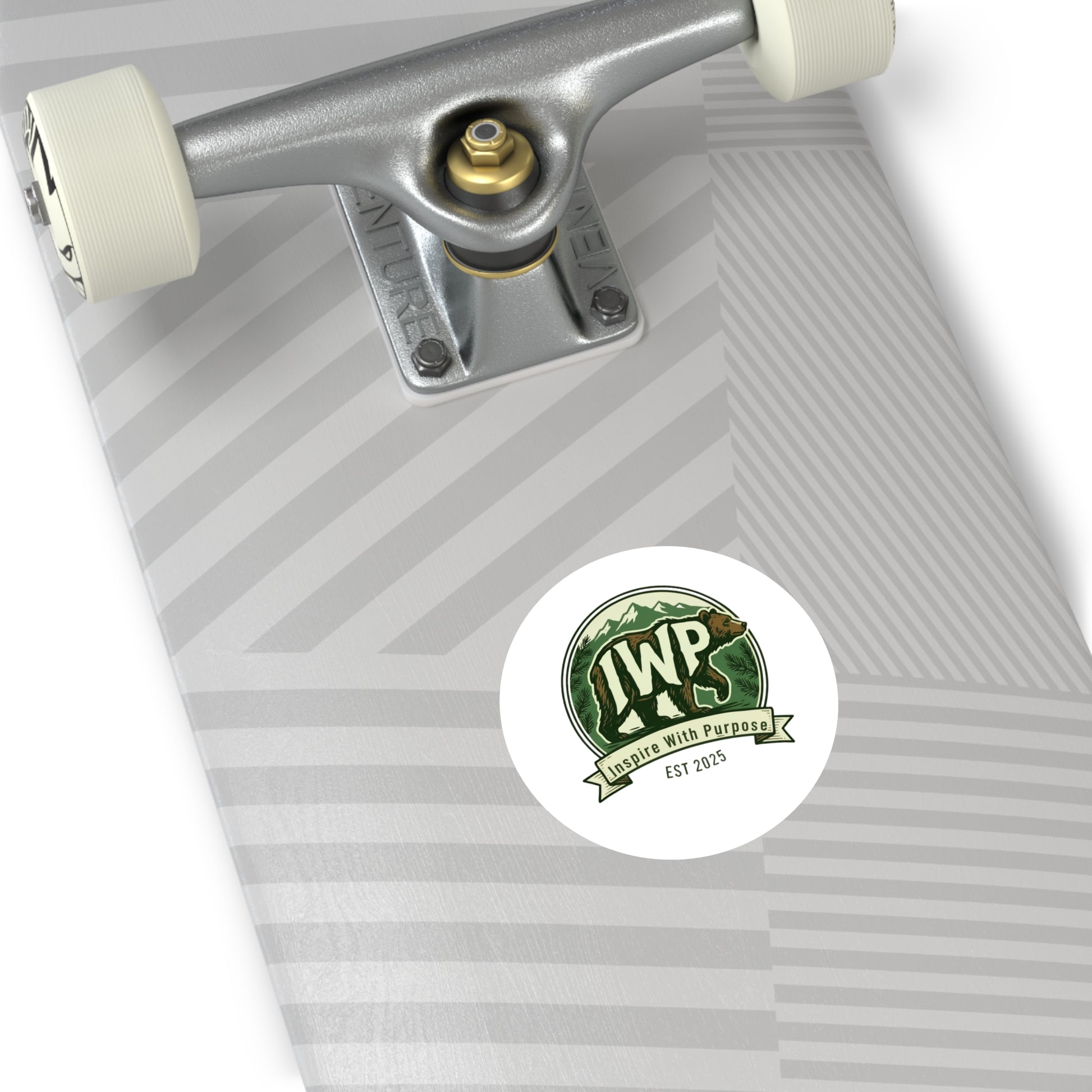 IWP Bear Round Sticker — "Inspire With Purpose" Outdoor/Indoor Durable Sticker - InspireWithPurpose
