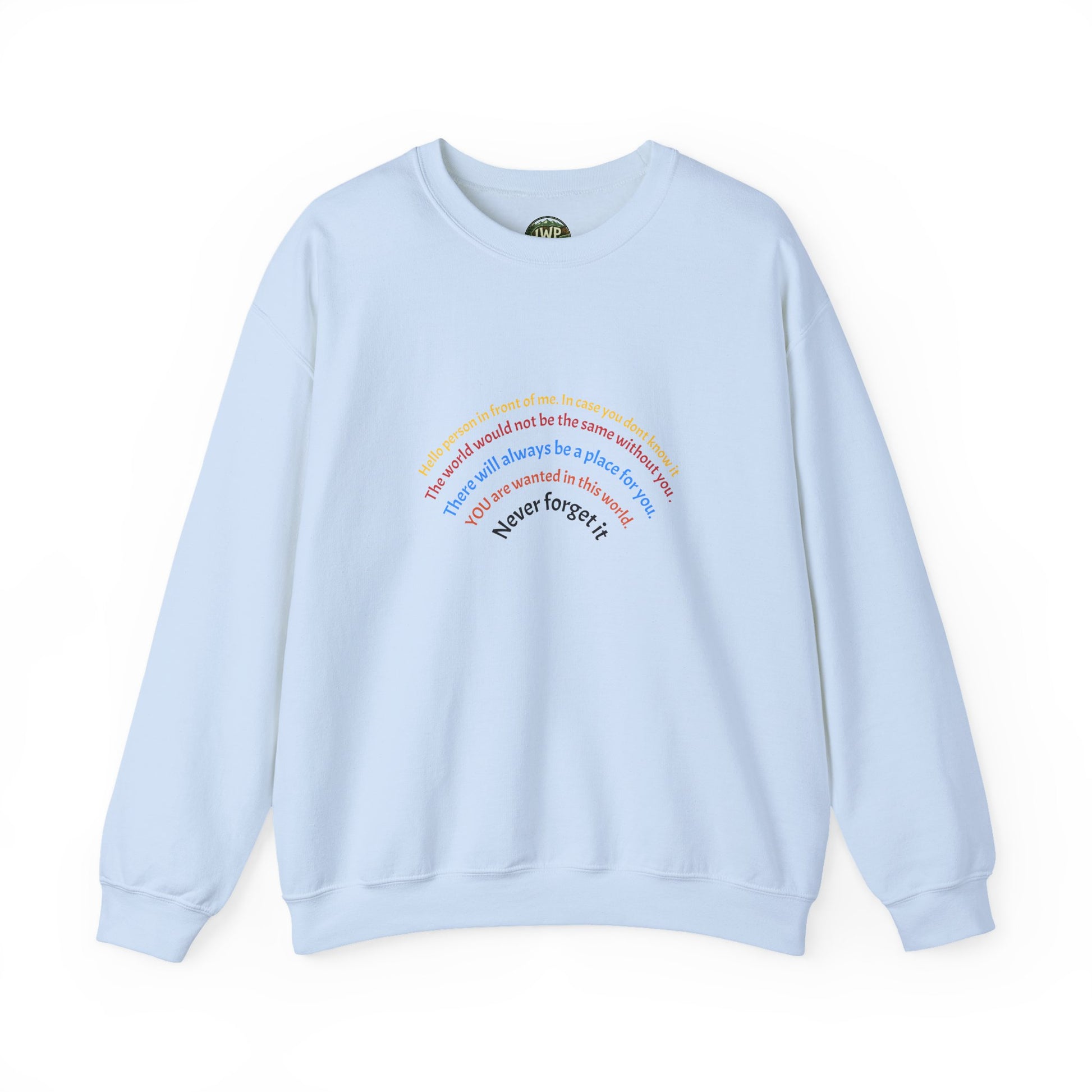 Affirmation Crewneck Sweatshirt — Hello Person Infront of me - InspireWithPurpose