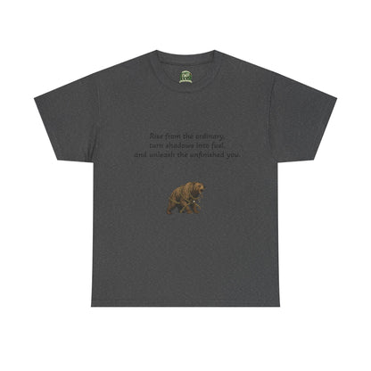 T-Shirt — Minimal Inspirational Quote Tee (“Near from the ordinary, seen shadows into fuel, and around the emboldened you.”) - InspireWithPurpose