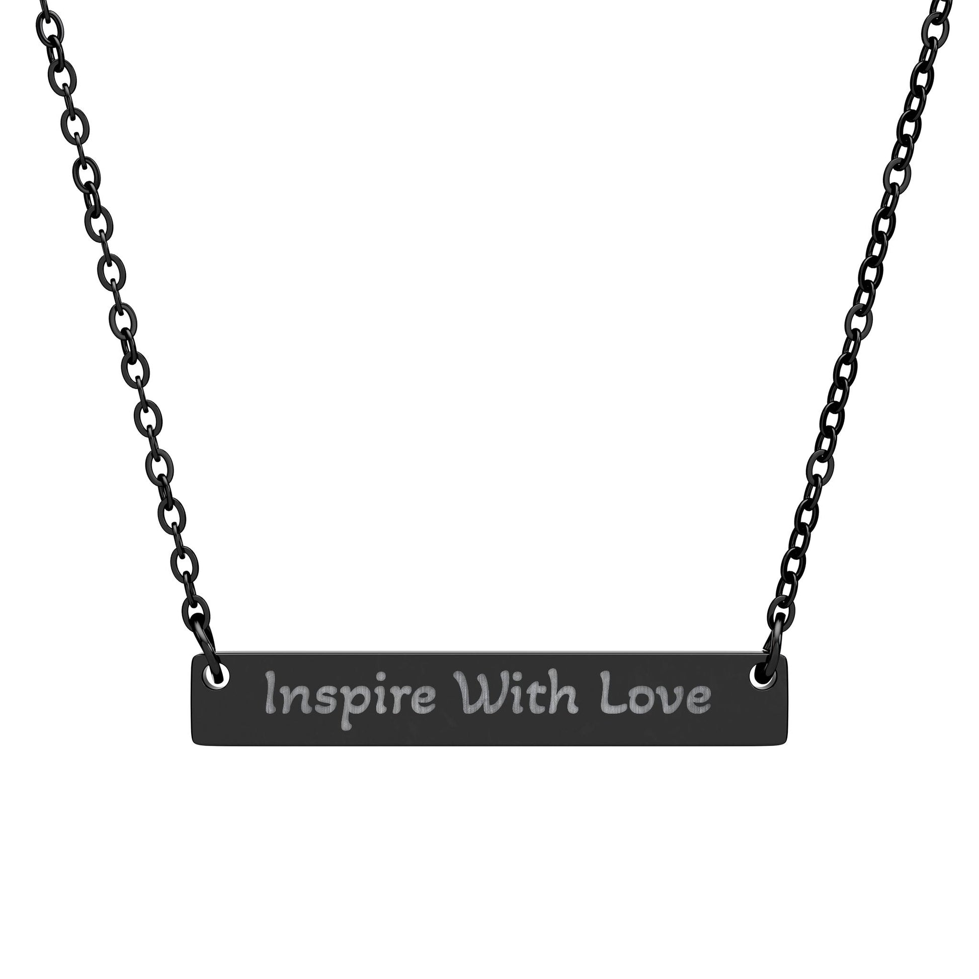 Engravable Horizontal Bar Necklace — "Inspire With Love" Personalized Pendant - InspireWithPurpose