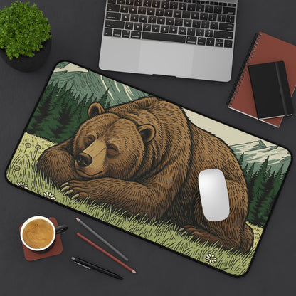 Serene Bear Woodland Anti-Slip Desk Mat – Calm & Focused Workspace - InspireWithPurpose
