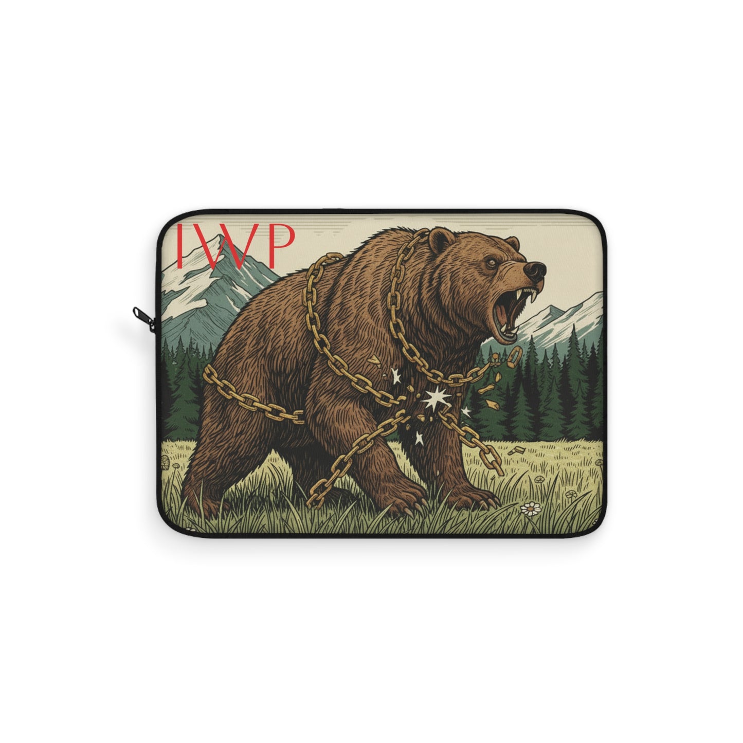 Motivation Laptop Sleeve — Roaring Bear Vintage Mountain Wildlife Design - InspireWithPurpose