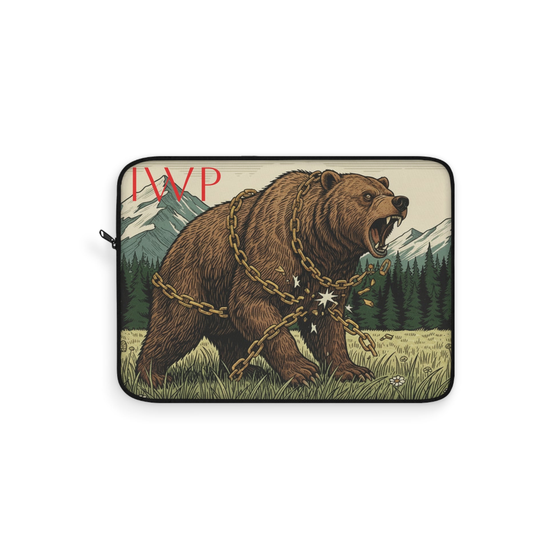 Motivation Laptop Sleeve — Roaring Bear Vintage Mountain Wildlife Design - InspireWithPurpose