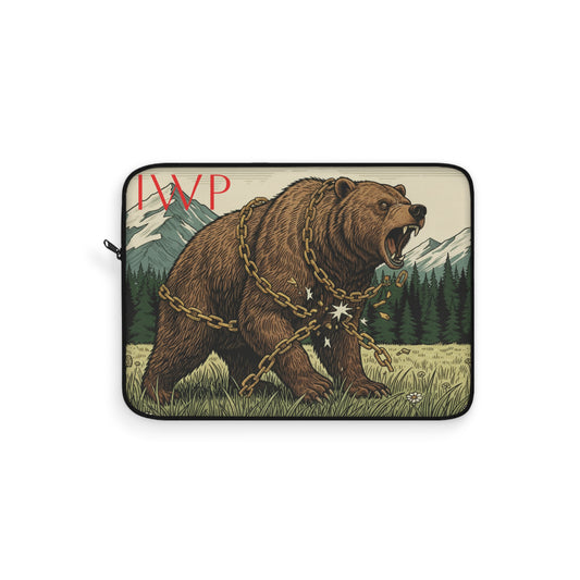 Motivation Laptop Sleeve — Roaring Bear Vintage Mountain Wildlife Design