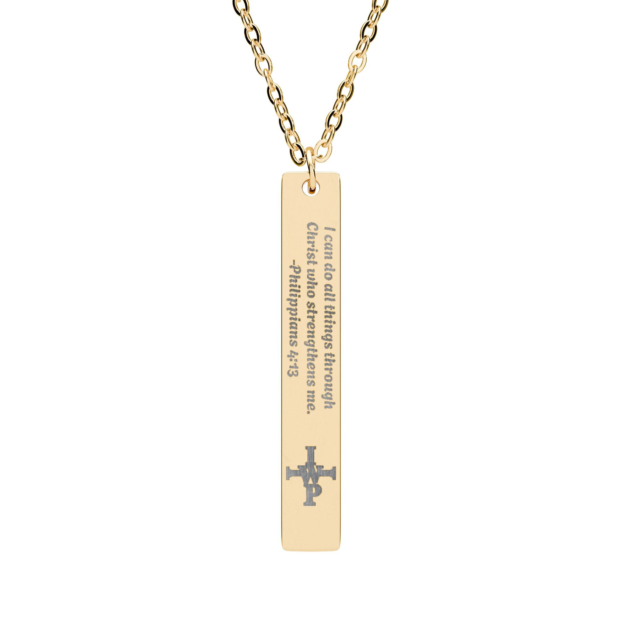 Engraved Vertical Bar Necklace — Personalized Cross Pendant - InspireWithPurpose