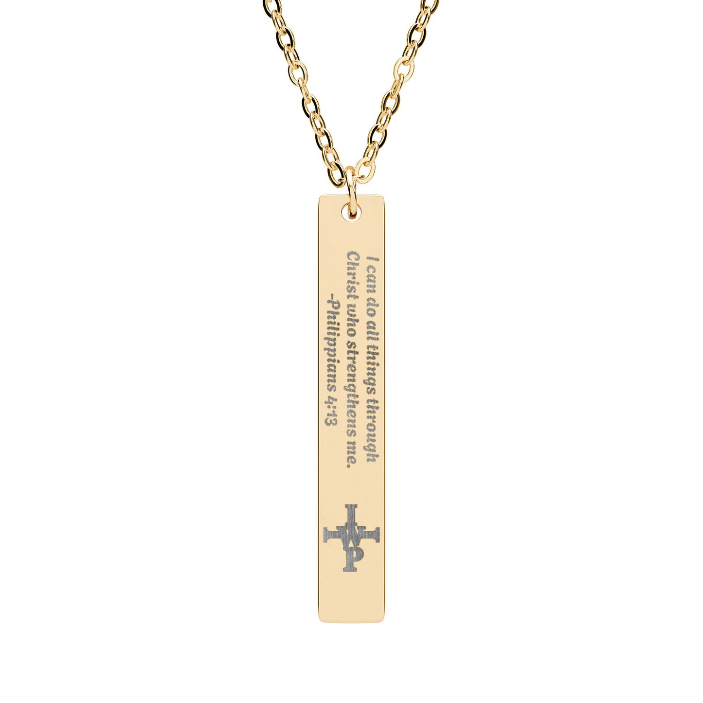Engraved Vertical Bar Necklace — Personalized Cross Pendant - InspireWithPurpose
