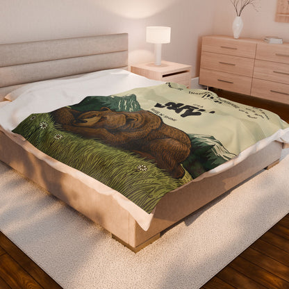 New Day Bear Velveteen Plush Blanket – 'It's a New Day' Cozy Outdoor Throw - InspireWithPurpose