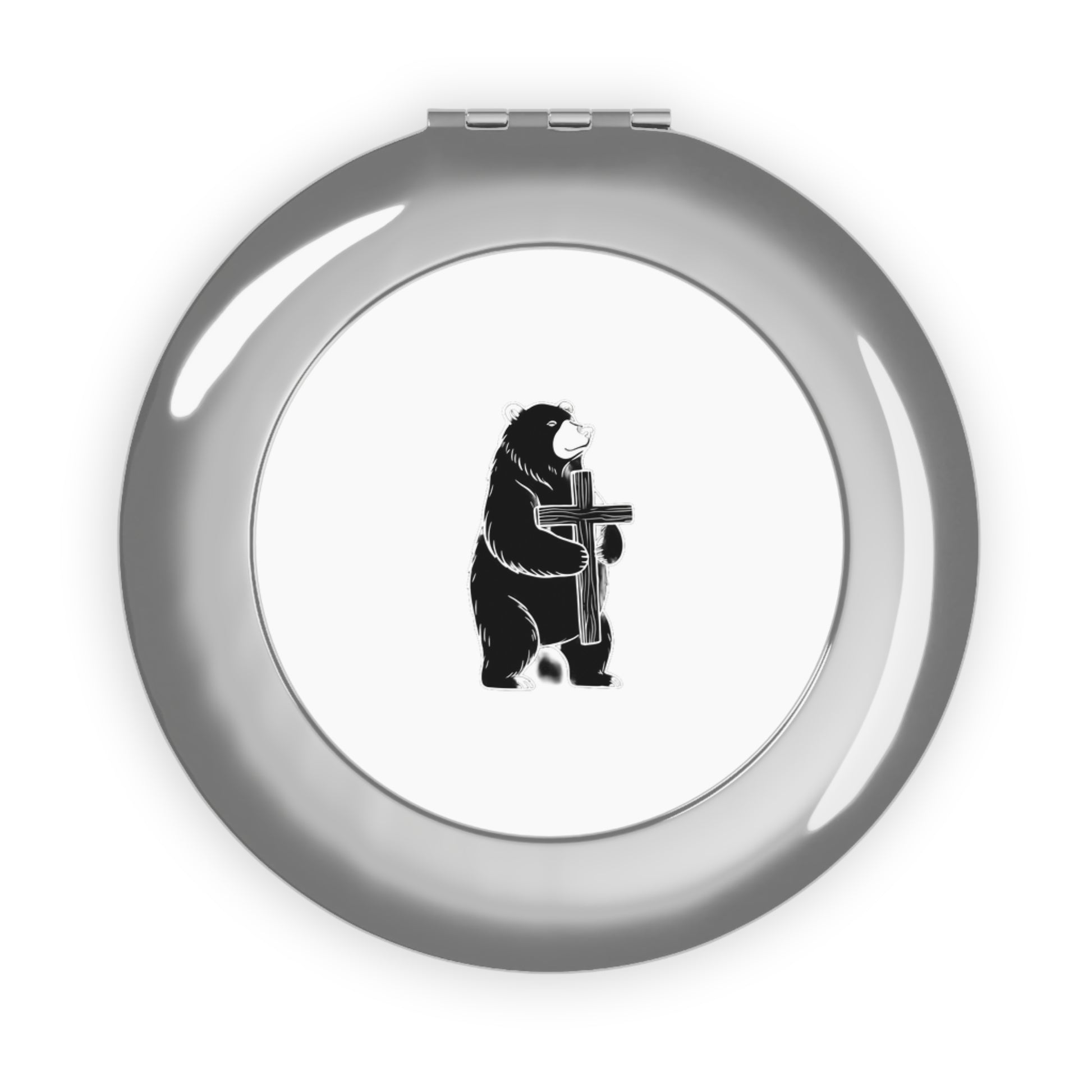 Pocket Glam: Customizable Compact Mirror with Bear Design - InspireWithPurpose