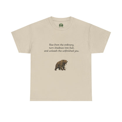 T-Shirt — Minimal Inspirational Quote Tee (“Near from the ordinary, seen shadows into fuel, and around the emboldened you.”) - InspireWithPurpose